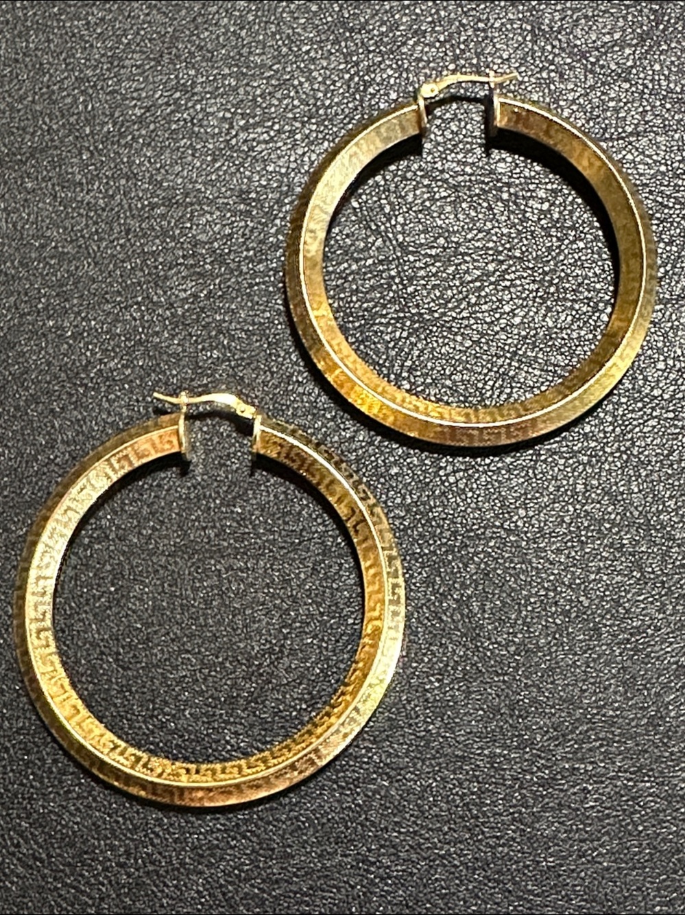 Moda Al Massimo 18k Yellow Gold Plate Over Bronze Greek Key Tube Hoop Earrings